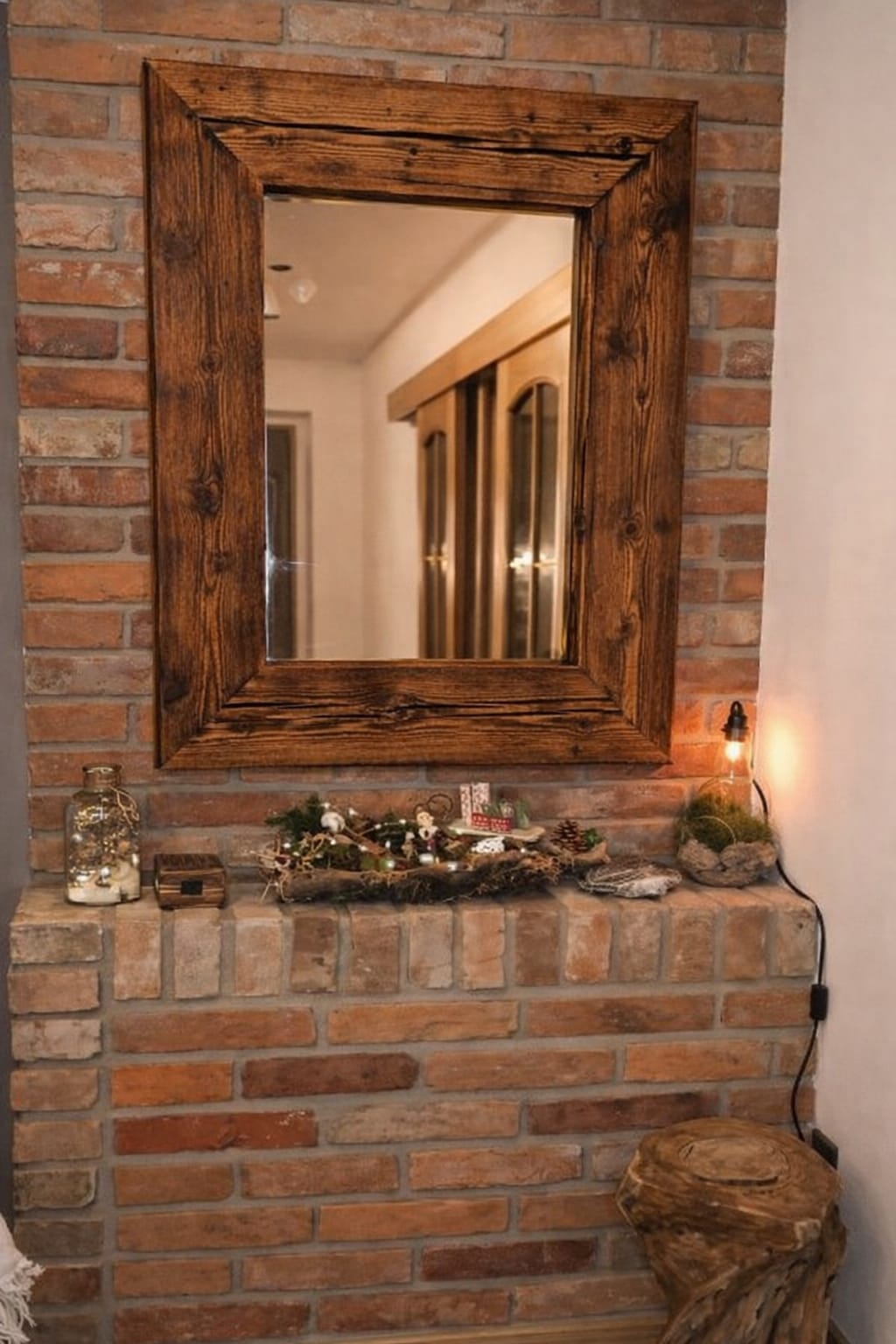 Zrcadlo z masivniho dreva rustikalni ram MARPA MOSS 1